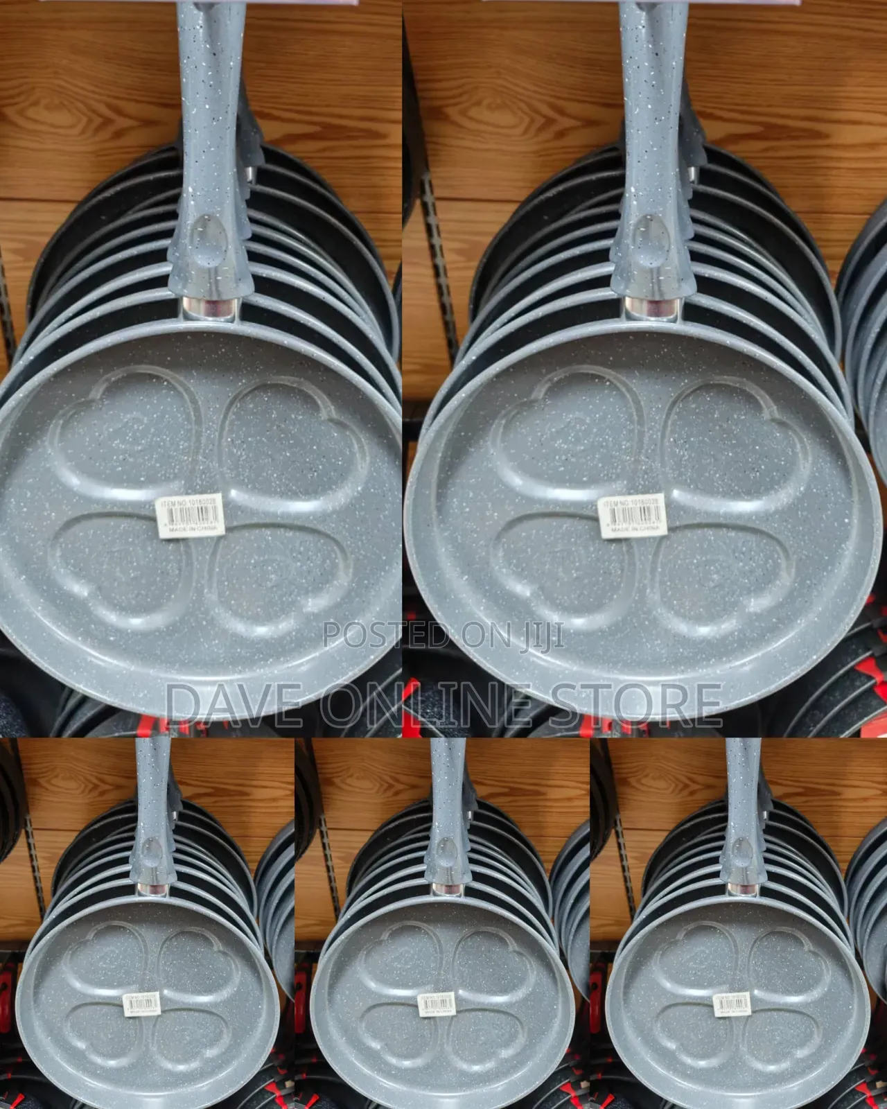Gray, Speckled Non-Stick 4-Cup Heart-Shaped Egg Frying Pan