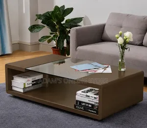 Brown Center Table With Middle Glass 5mm