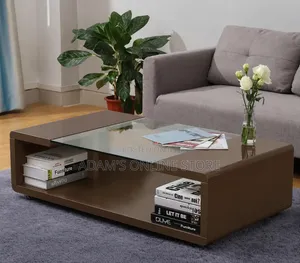 Brown Center Table With Middle Glass 5mm