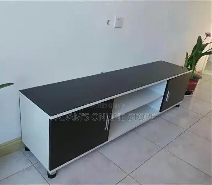 Black Glass TV Stand Unit With White