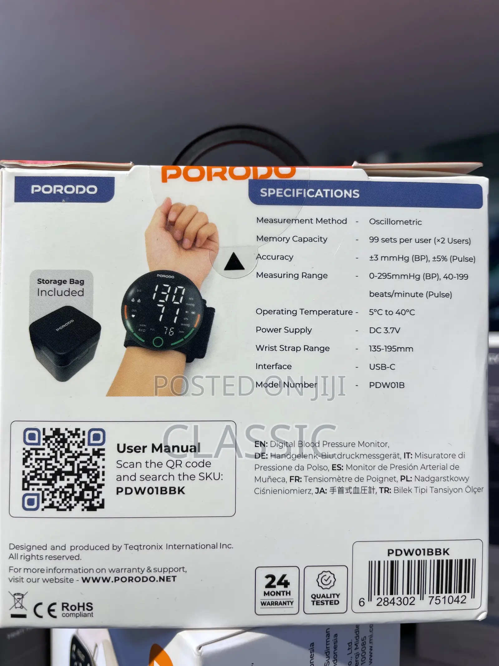Porodo Live on Wrist Blood Pressure Monitor