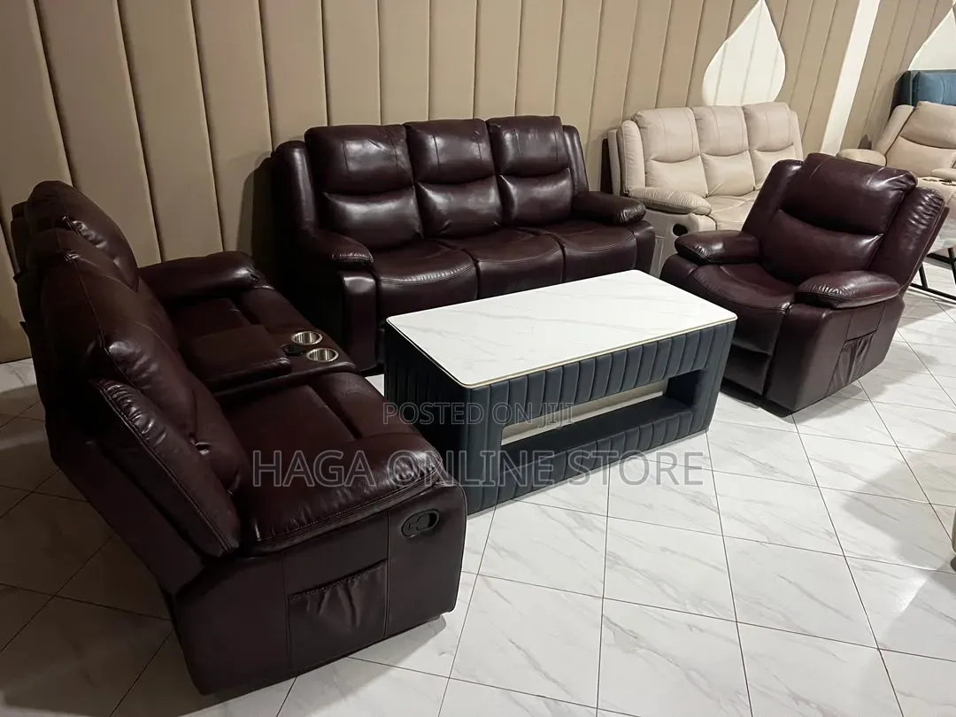 Manual Recliner Leather Sofa
