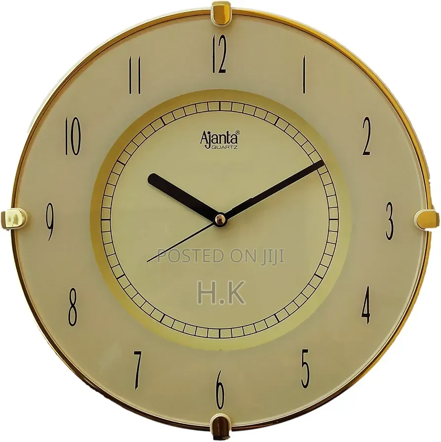 Ajanta Plastic Glass Wall Clock (25 X 25 Cm, Ivory)