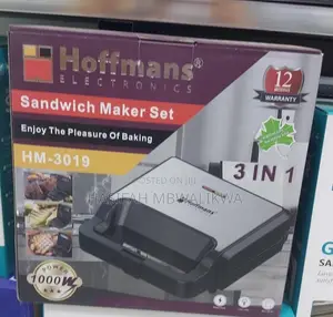 Hoffmans 3 in 1 Electric Sandwich Maker. Sandwich, Grill, Waffles