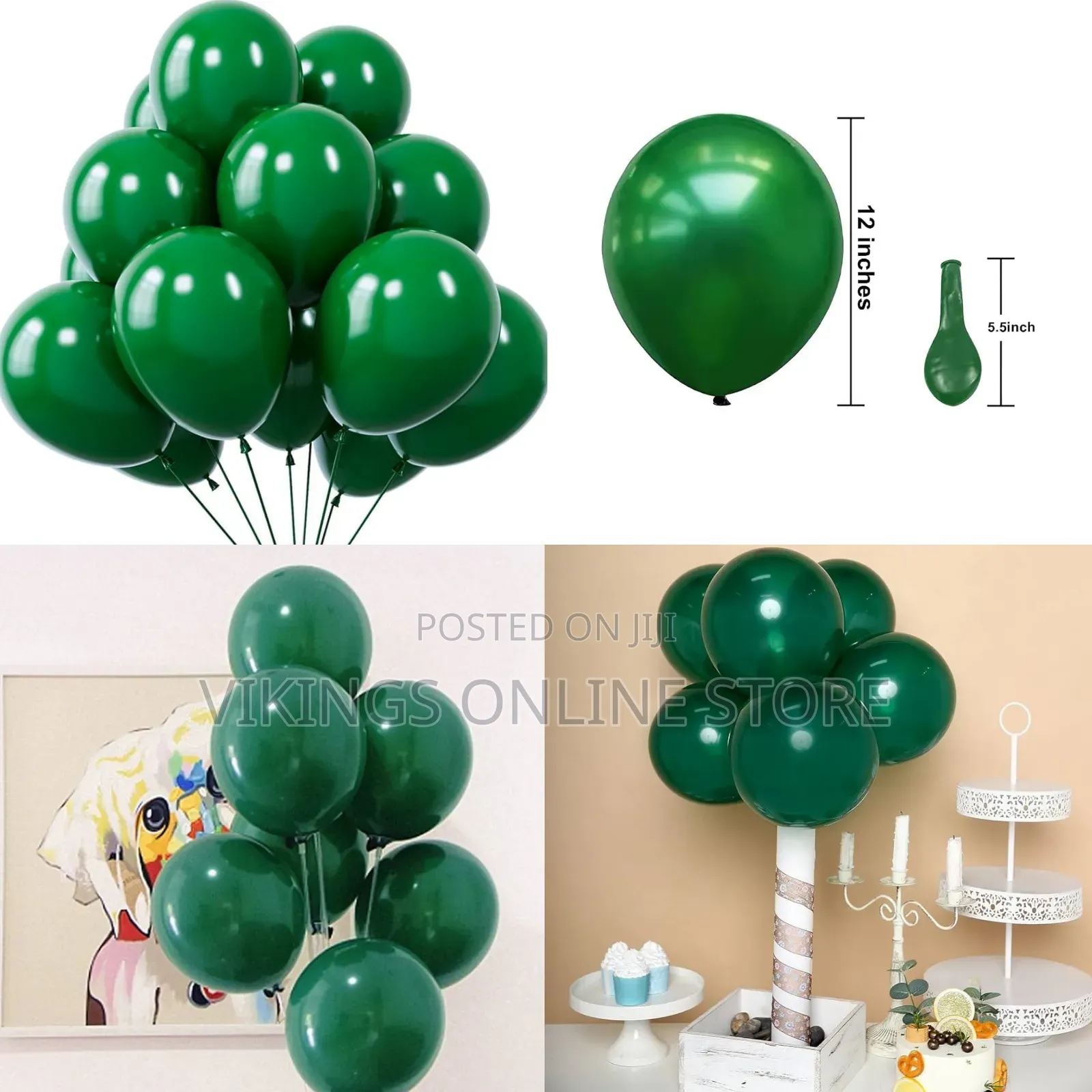 12 Inch Green 100 Pieces Balloons for Baby Shower Birthday Summer