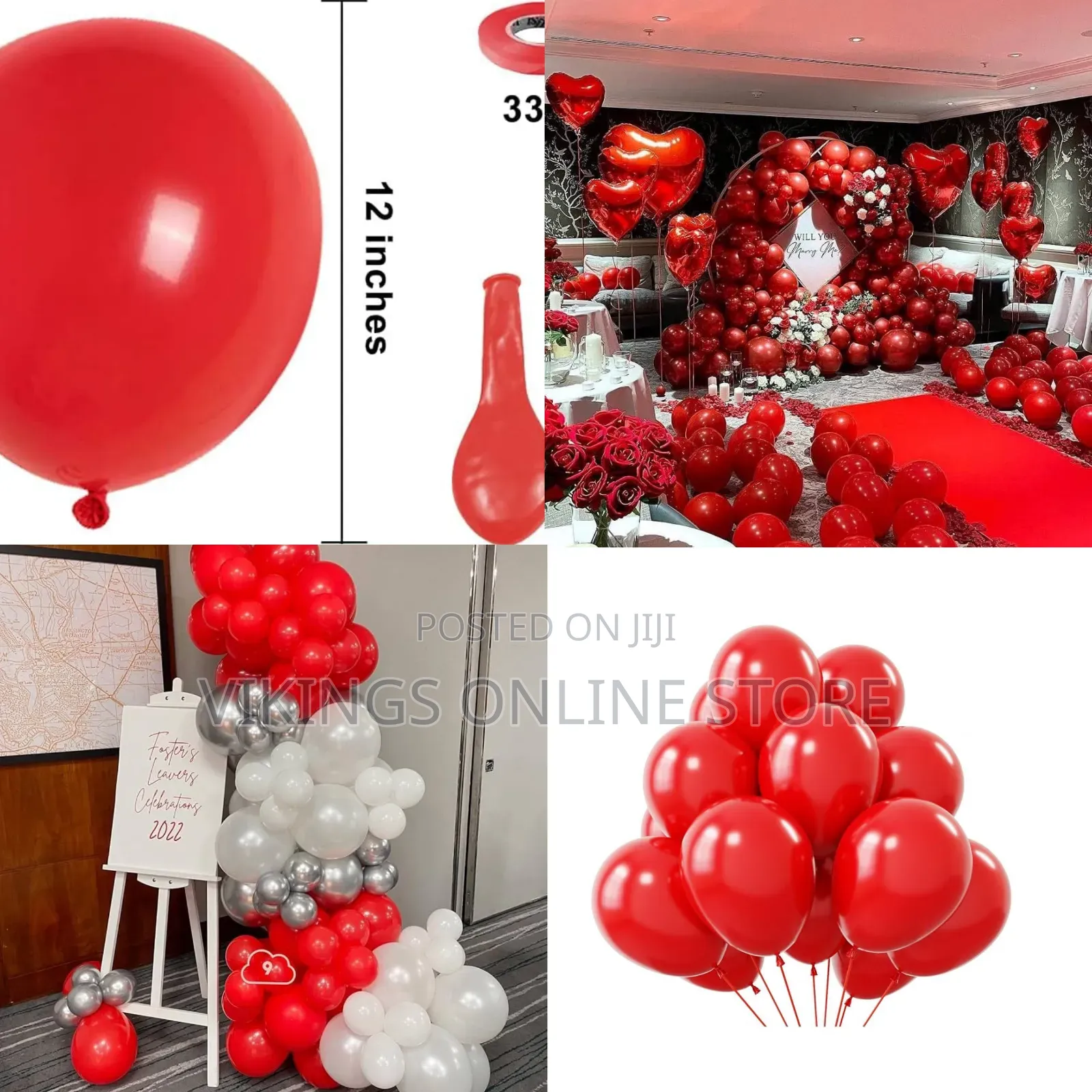 12 Inch 100 Pieces Red Balloons for Christmas Wedding Anniversary