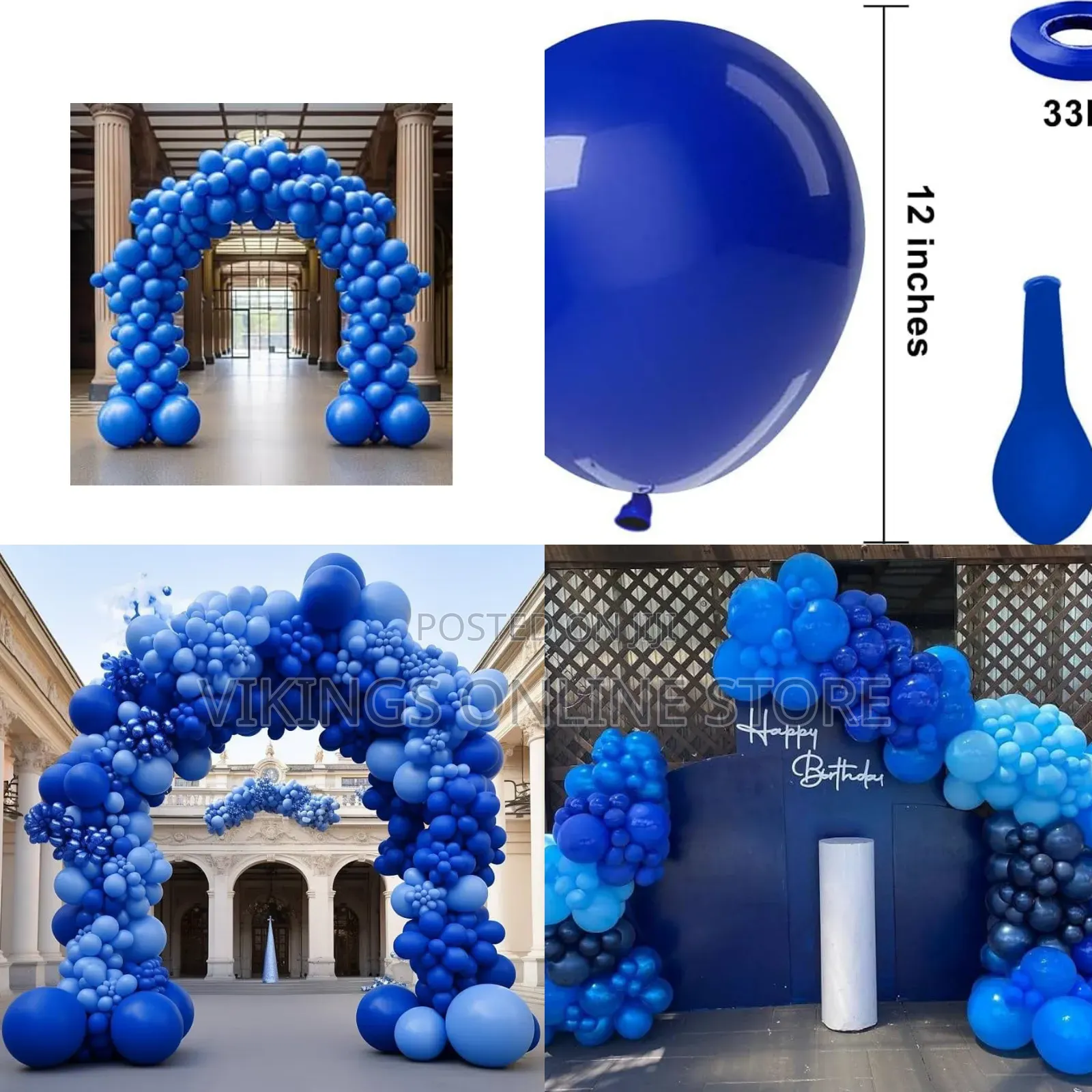 12 Inch Blue 100 Pieces Matte Balloons for Birthday Wedding Baby
