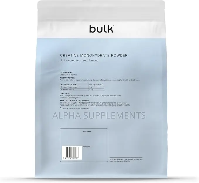 Bulk Creatine Monohydrate Powder, Unflavoured, 250g