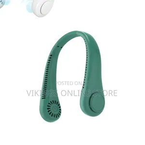 A Green Portable Hands-Free Rechargeable Neck Cooling Fan