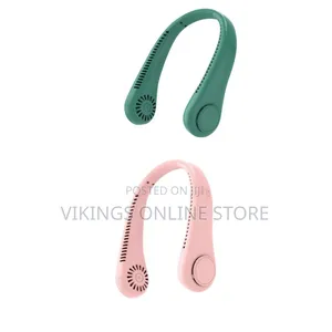 A Green Portable Hands-Free Rechargeable Neck Cooling Fan