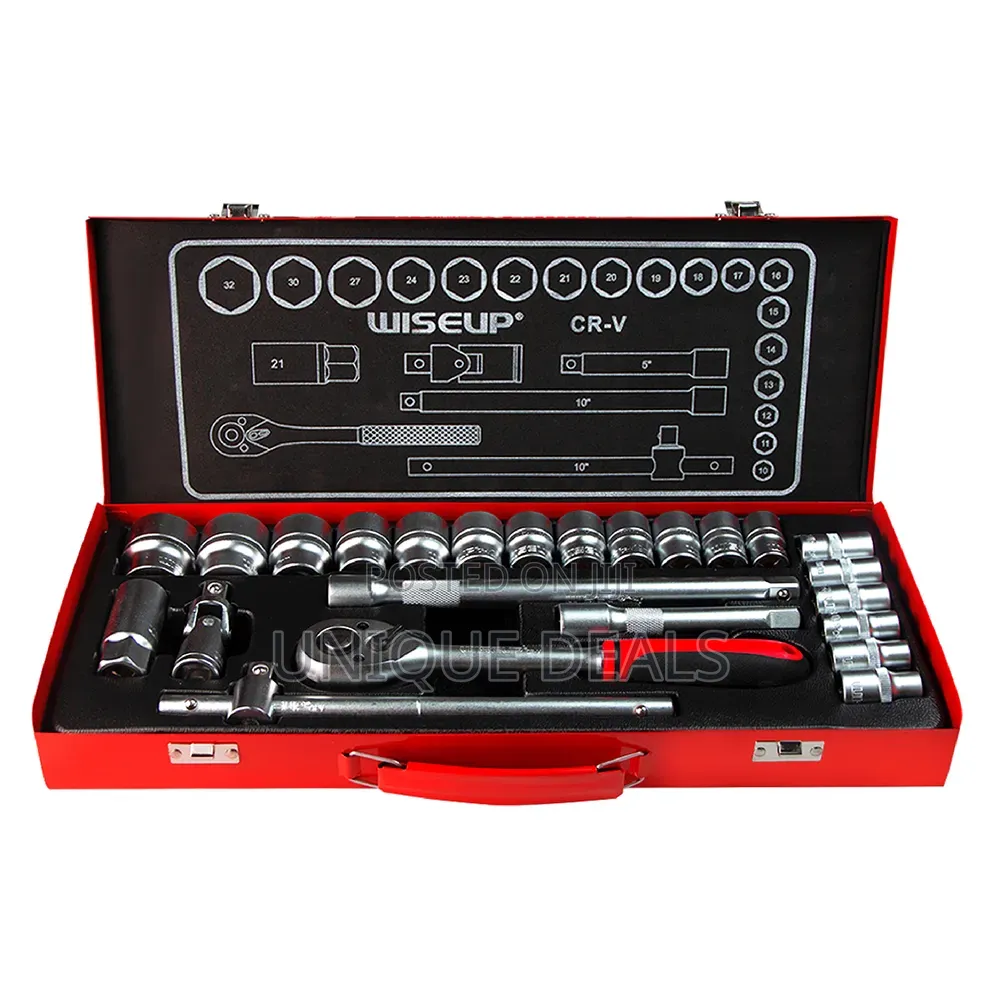 Wiseup 24-Piece 1/2-Inch Drive Metric Socket Wrench Set