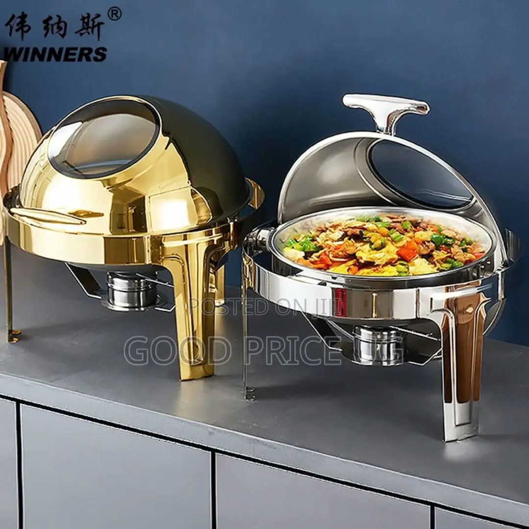 WINNERS Round Stainless Steel Roll-Top Chafing Dish.