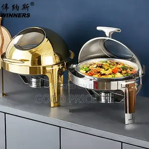 WINNERS Round Stainless Steel Roll-Top Chafing Dish.