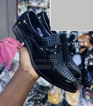 Black Shiny Checkered Official Loafers