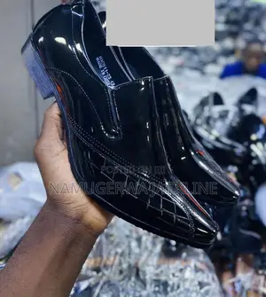 Black Plain Shiny Official , Executive Croc Pattern