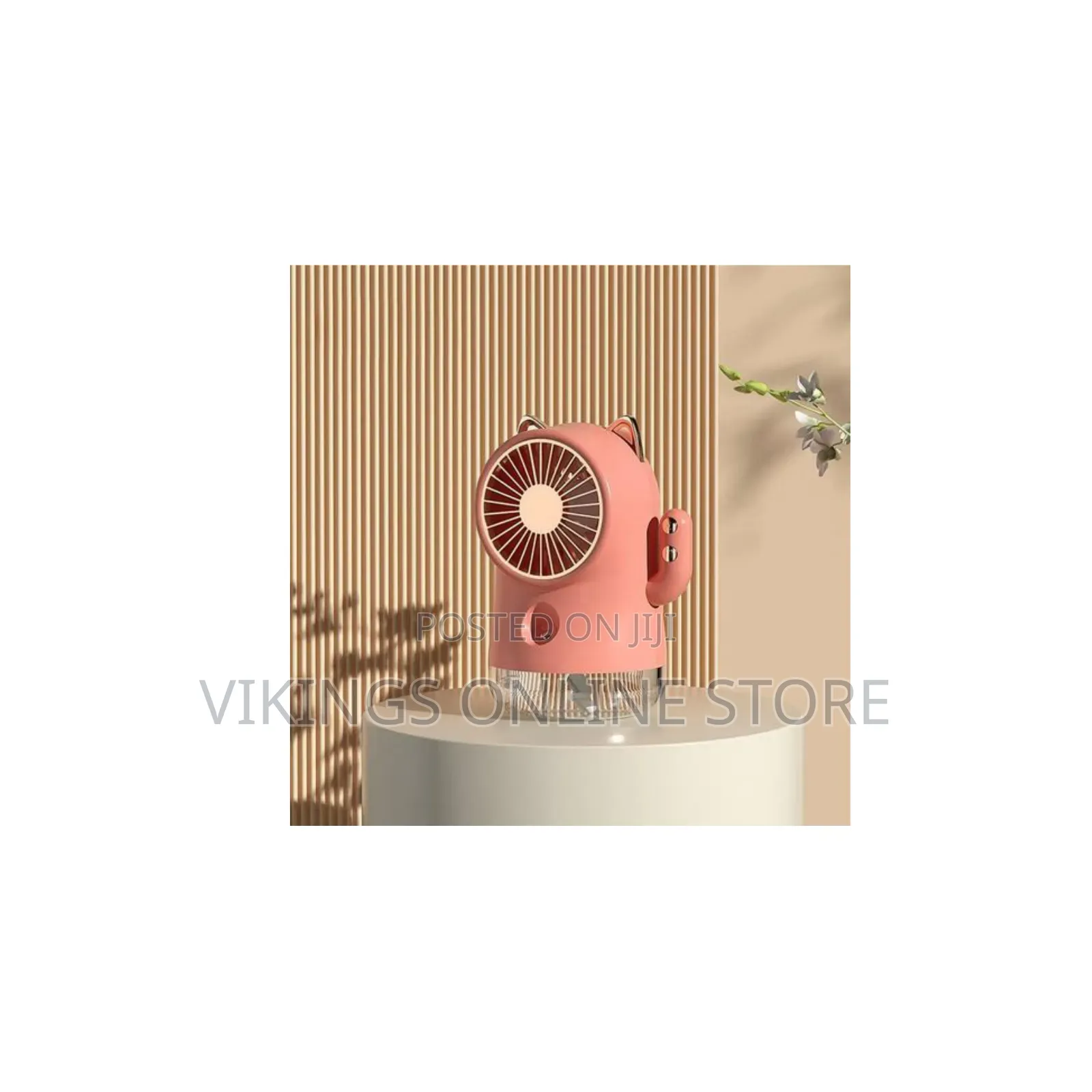 Fortune Cat-Shaped USB Rechargeable Misting Desk Fan  3-Speed Personal