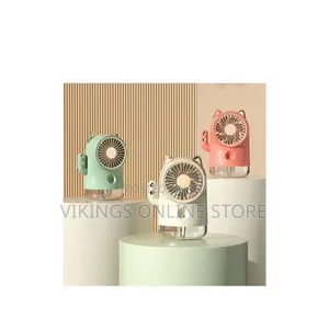 Fortune Cat-Shaped USB Rechargeable Misting Desk Fan  3-Speed Personal