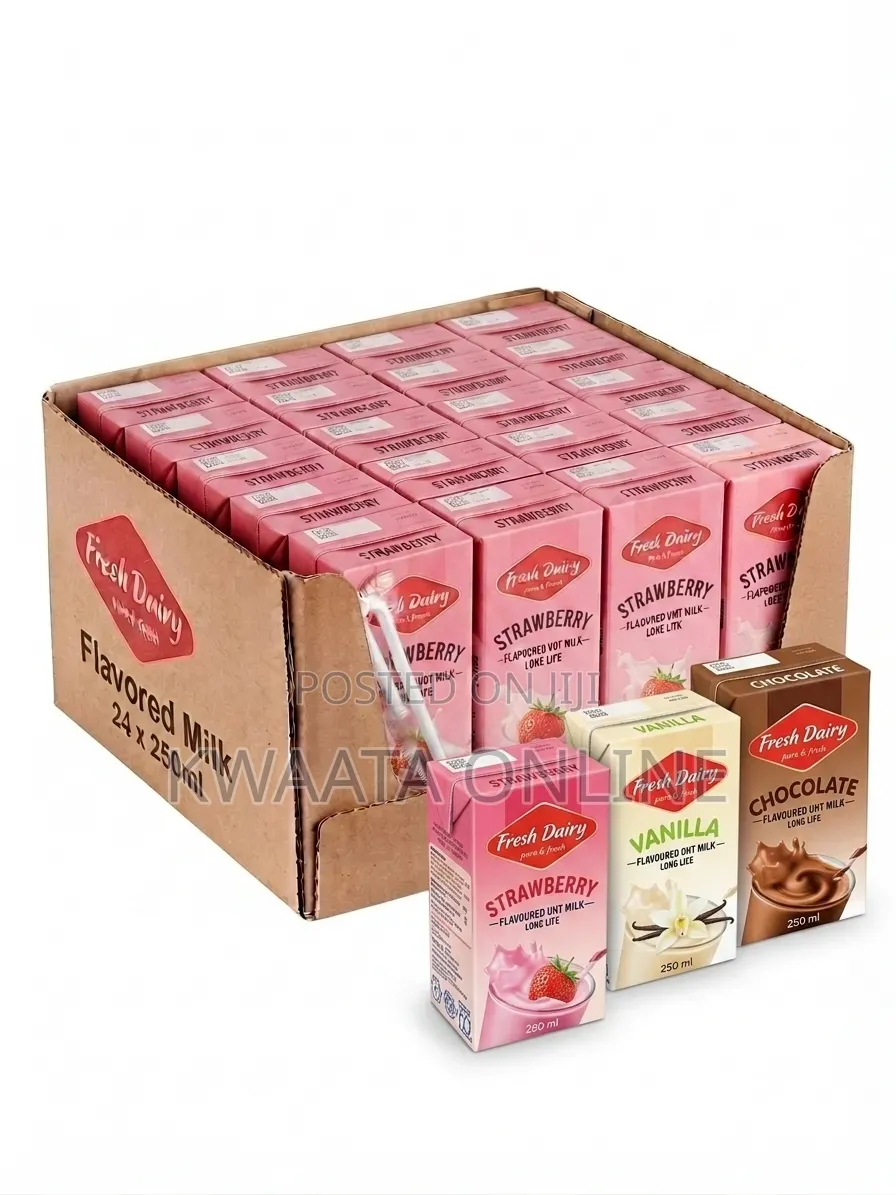 24 Pack Fresh Dairy Flavored Milk 250ml Strawberry,Vanilla & Chocolate