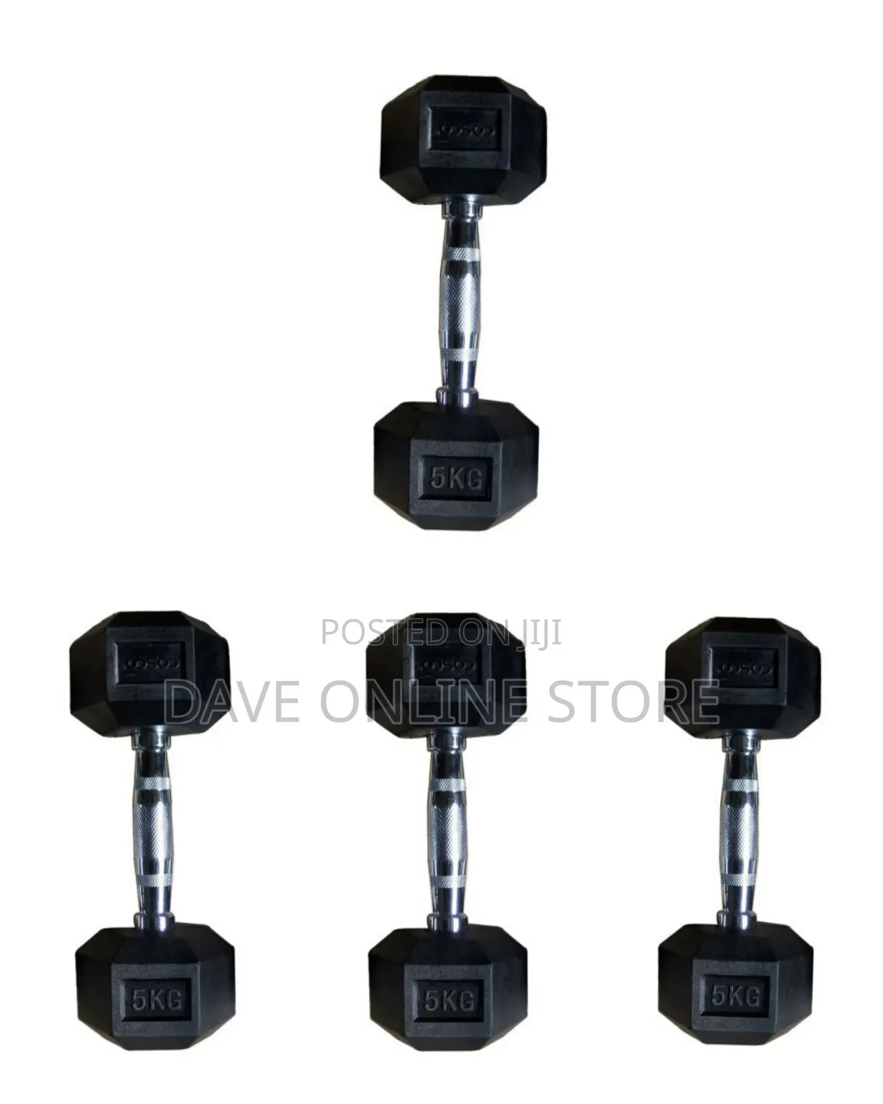 5kg Rubber-Coated Hexagonal Dumbbell