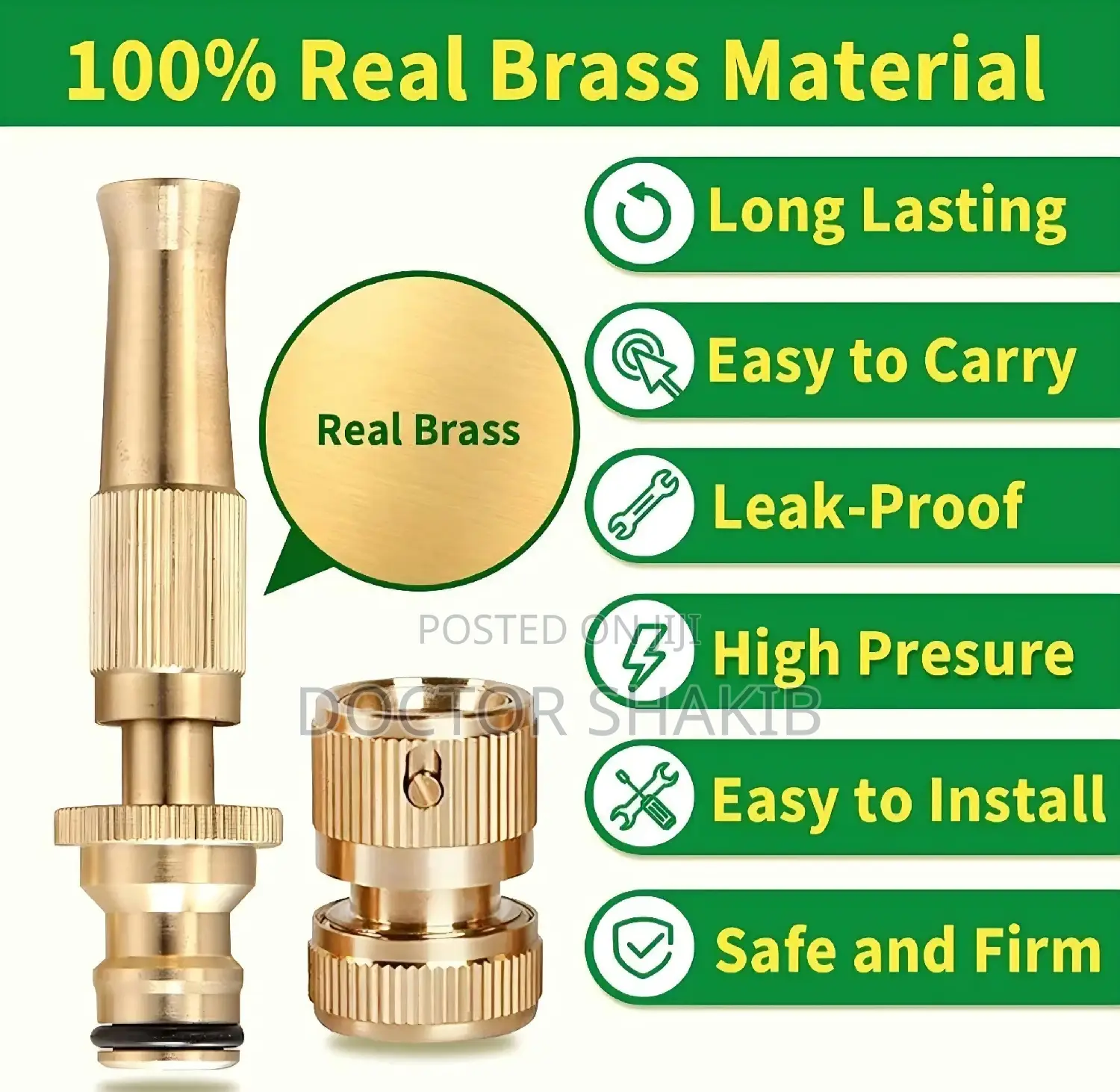 Solid Brass Adjustable High-Pressure Hose Nozzle