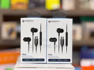 Powerology High-Fidelity Wired Earphones Featuring a USB-C Connector.