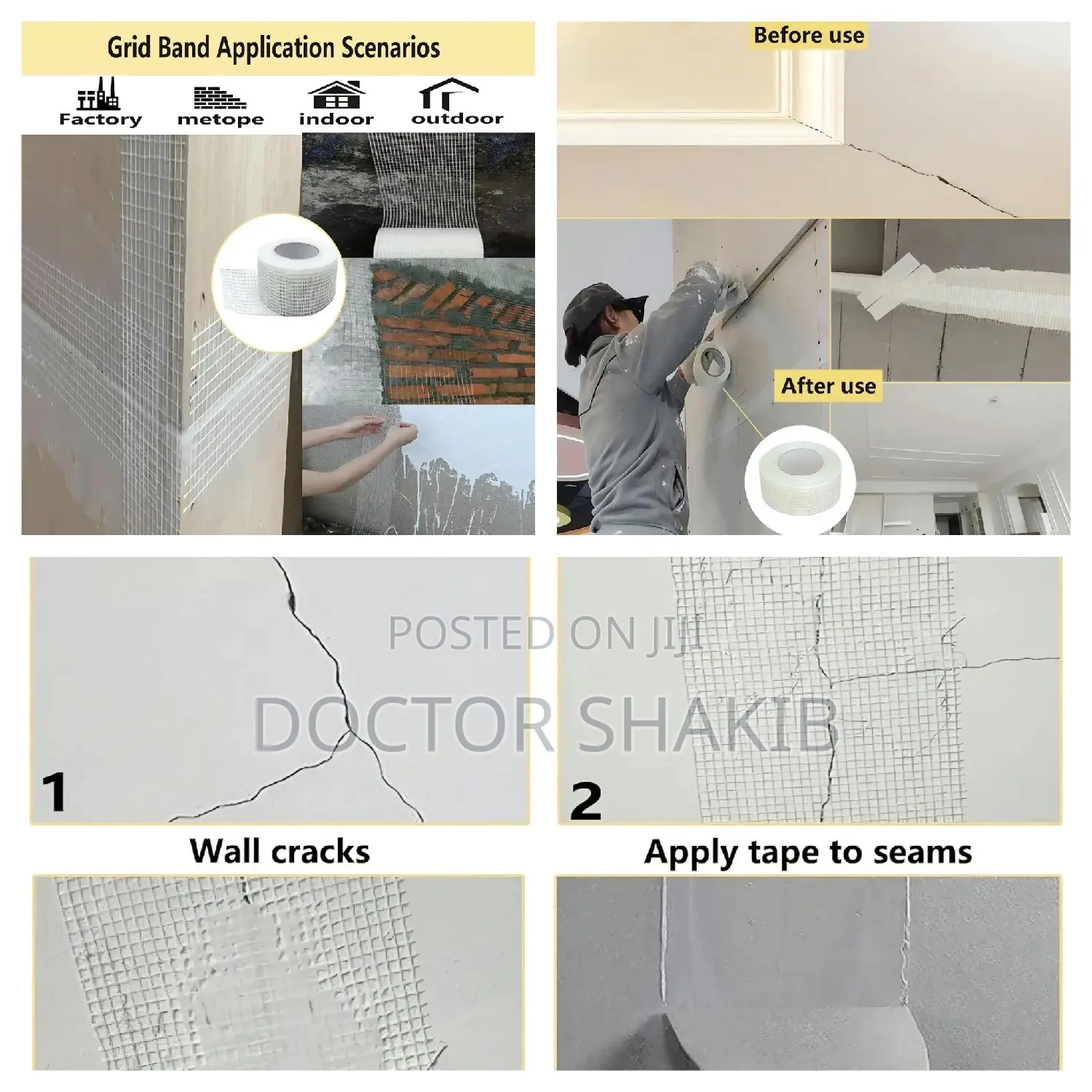 Self-Adhesive Joint Fiberglass Mesh Tape (50mm X 45 Meters)
