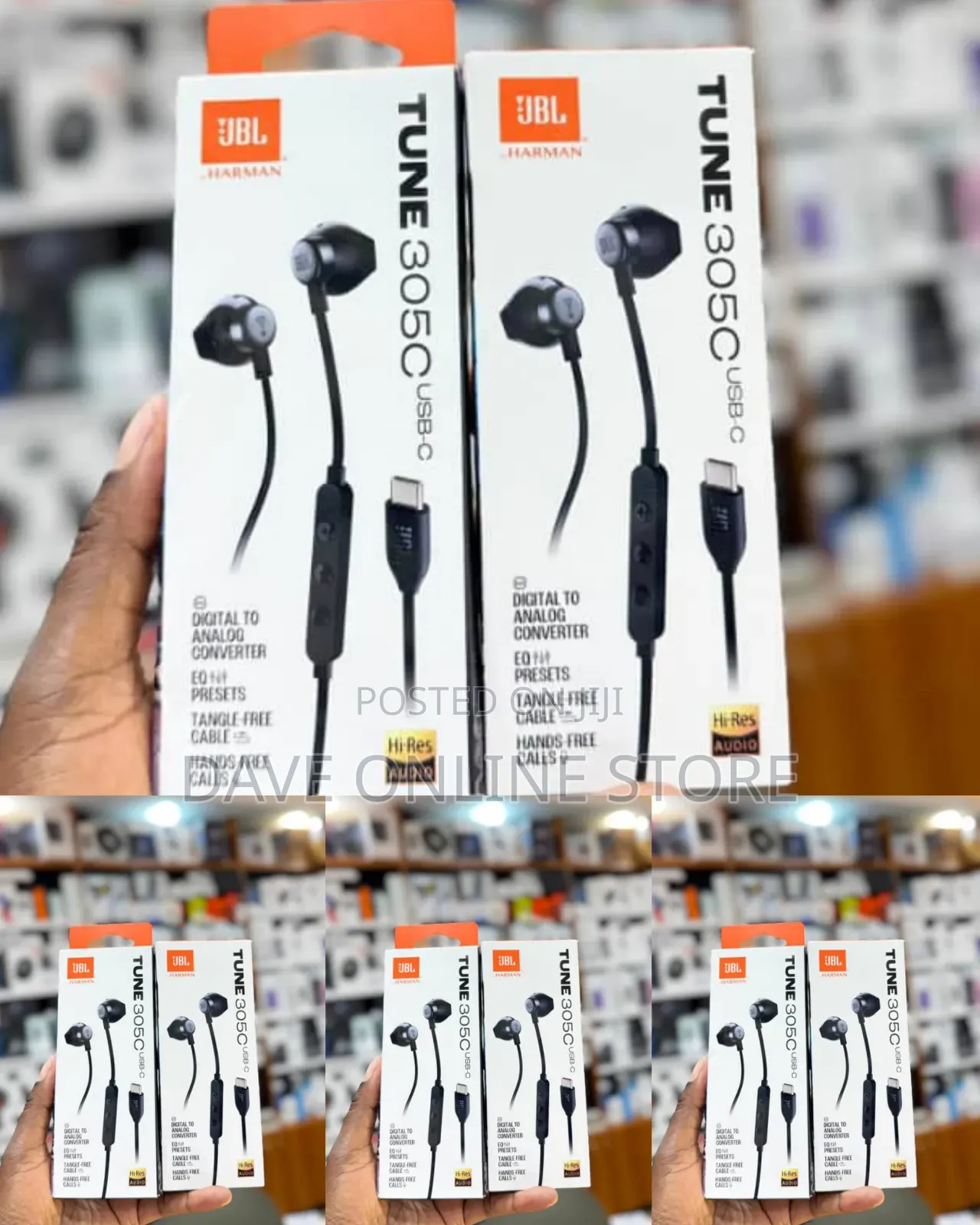 Black JBL Tune 305C USB-C Wired Earphones
