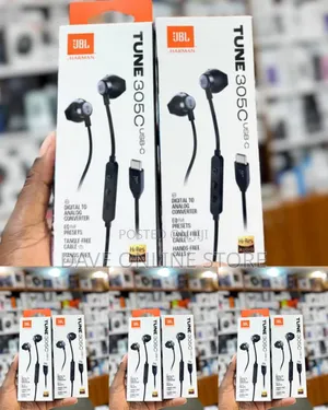 Black JBL Tune 305C USB-C Wired Earphones
