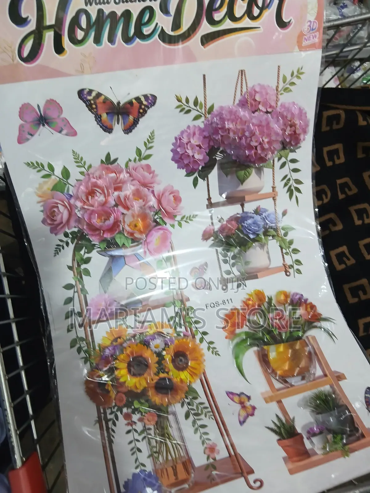 Self-Adhesive 3D Floral Plant Stand and Hanging Flower Wall Sticker