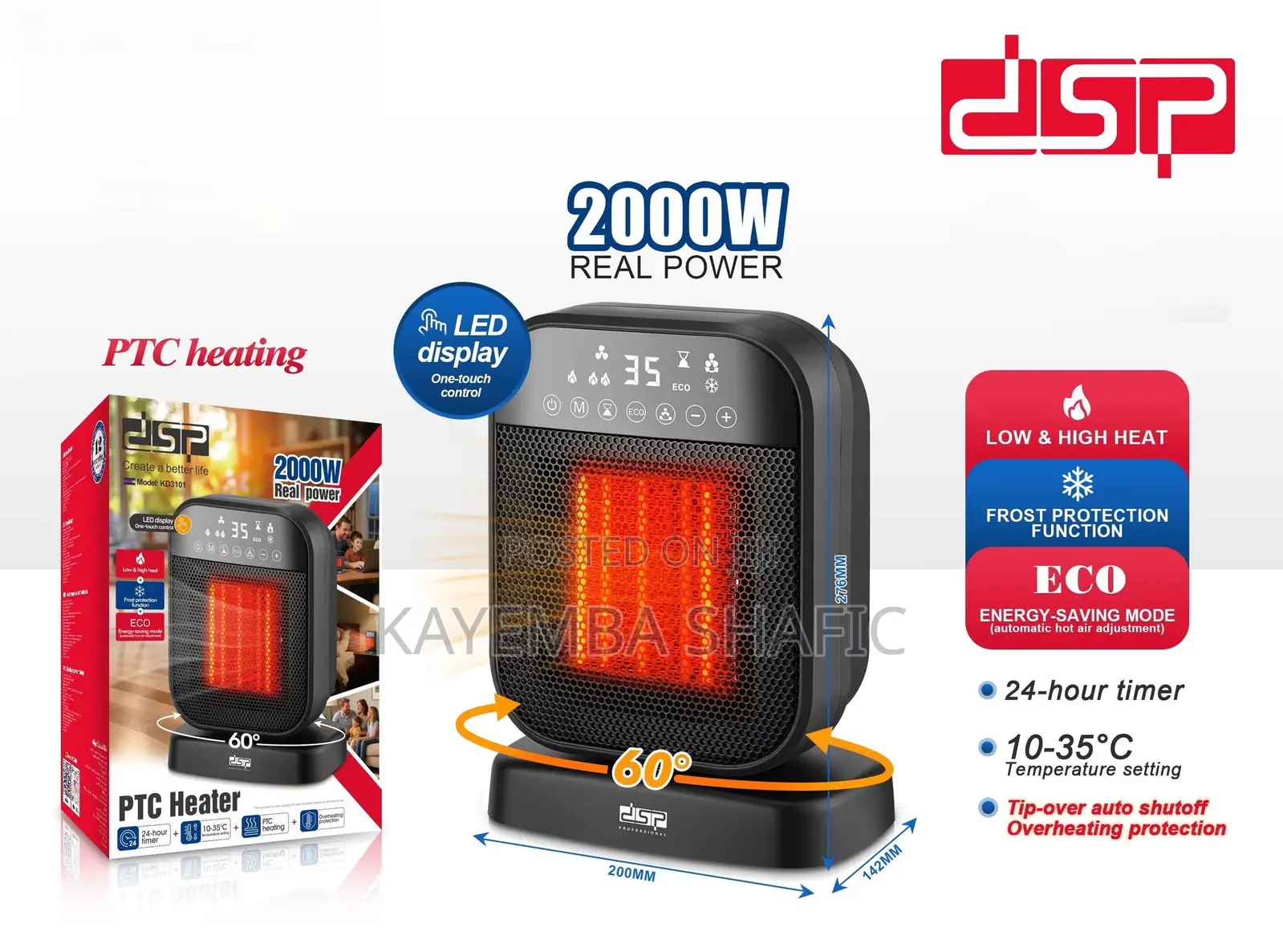 DSP KD3101 Smart PTC Fan Heater - 2000W