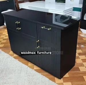 Kictech Cabinet in Black With Glass on Top