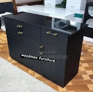 Kictech Cabinet in Black With Glass on Top