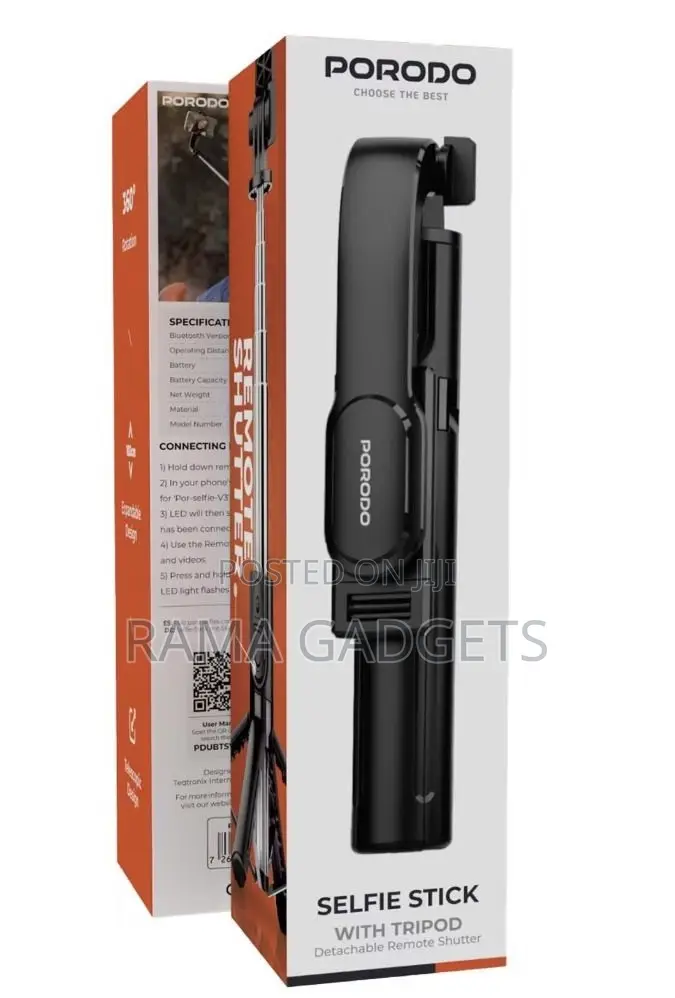 Bluetooth Selfie Stick With Tripod Stand & Detachable Remote Shutter