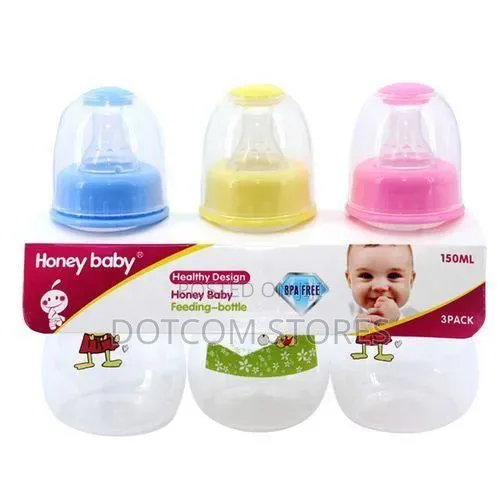 Set of 3 Baby Feeding Bottles 150ml - Multi-Colors, Colorless