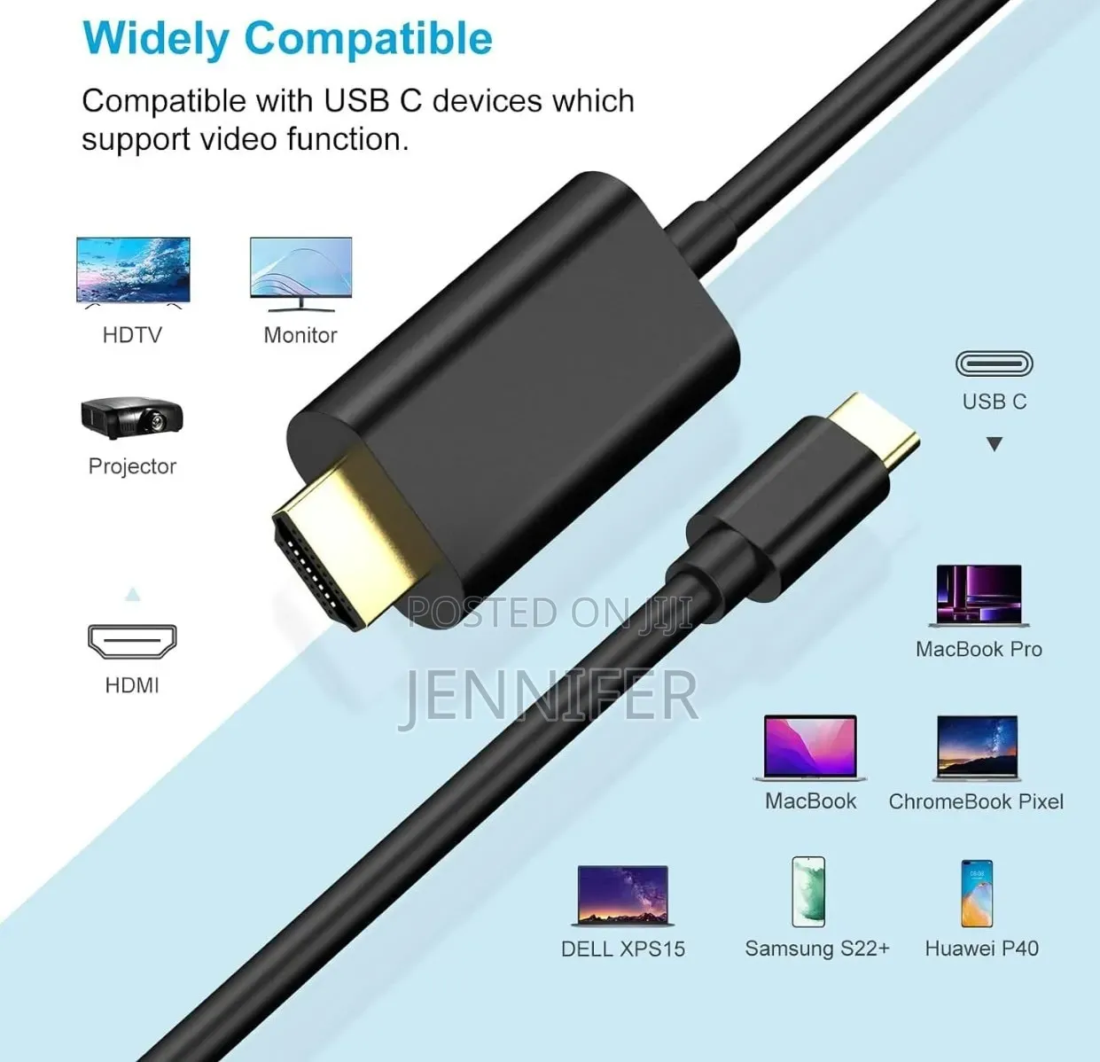 USB Type-C to HDMI Cable   Supporting 4K Ultra HD