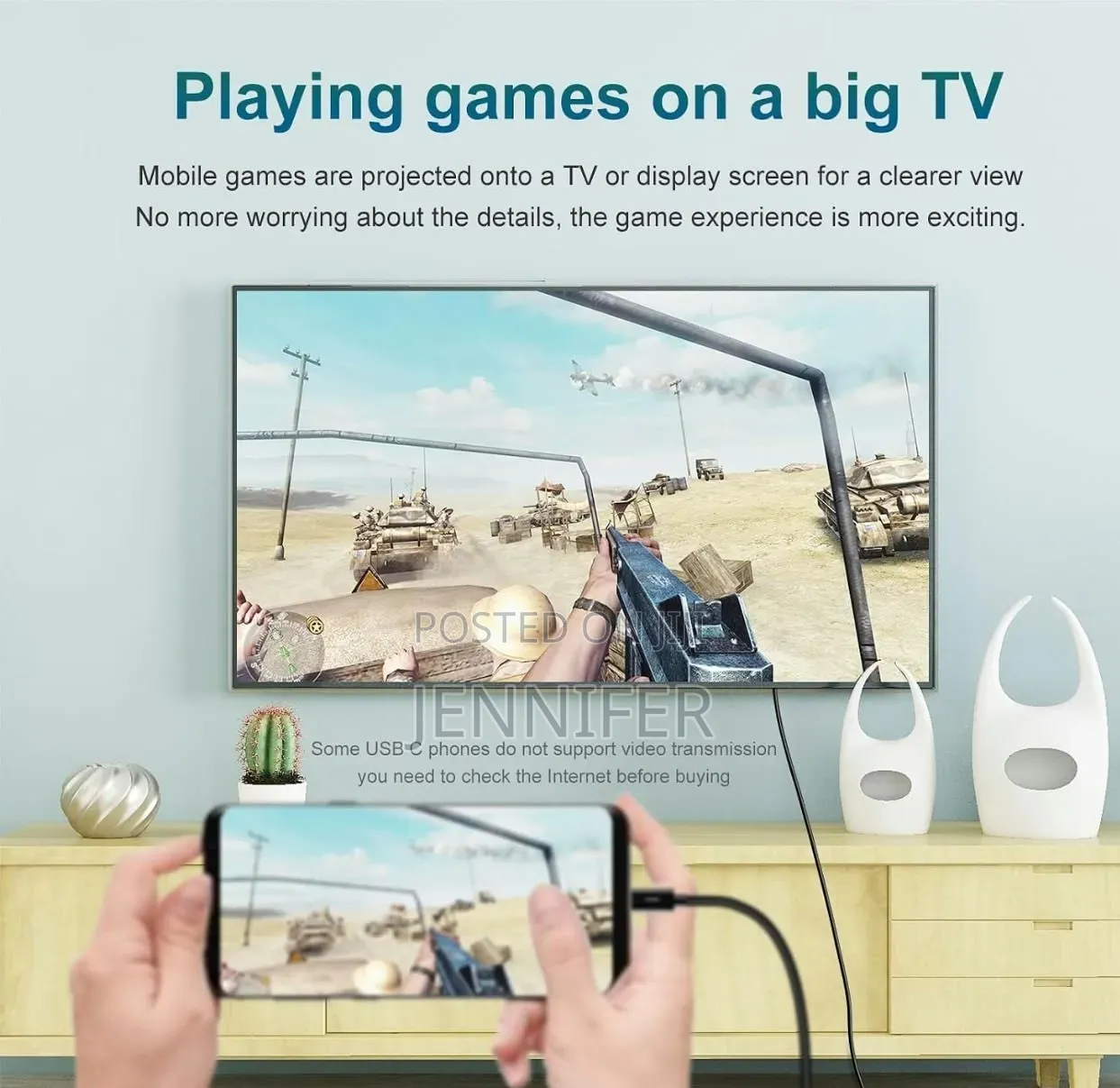 USB Type-C to HDMI Cable   Supporting 4K Ultra HD