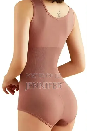 Seamless Brown U-Neck Tummy-Control Shapewear Bodysuit