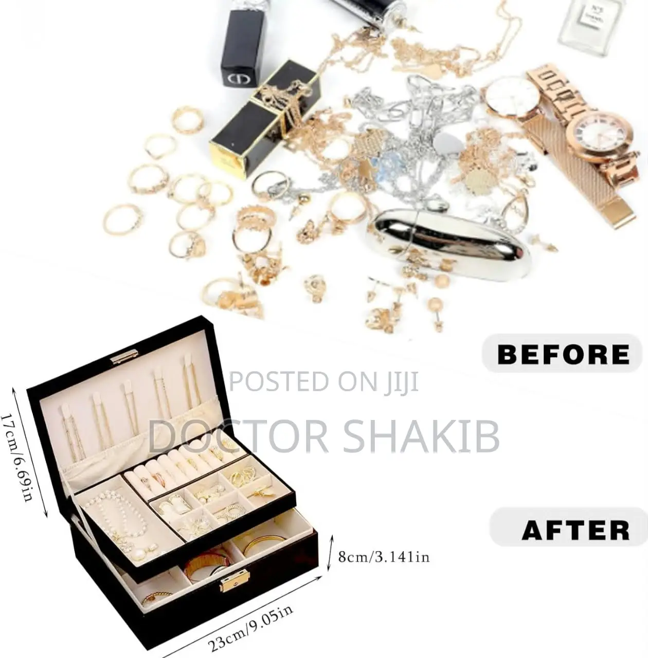 PU Leather 2-Layer Jewelry Box Organizer