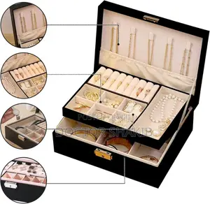 PU Leather 2-Layer Jewelry Box Organizer
