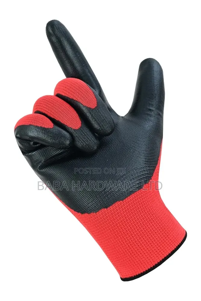 Red and Black Latex Safety Gloves