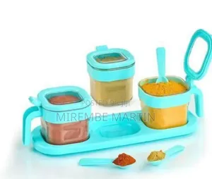 Elegant 3-Piece Dry Food & Spice Storage Set With Serving Tray