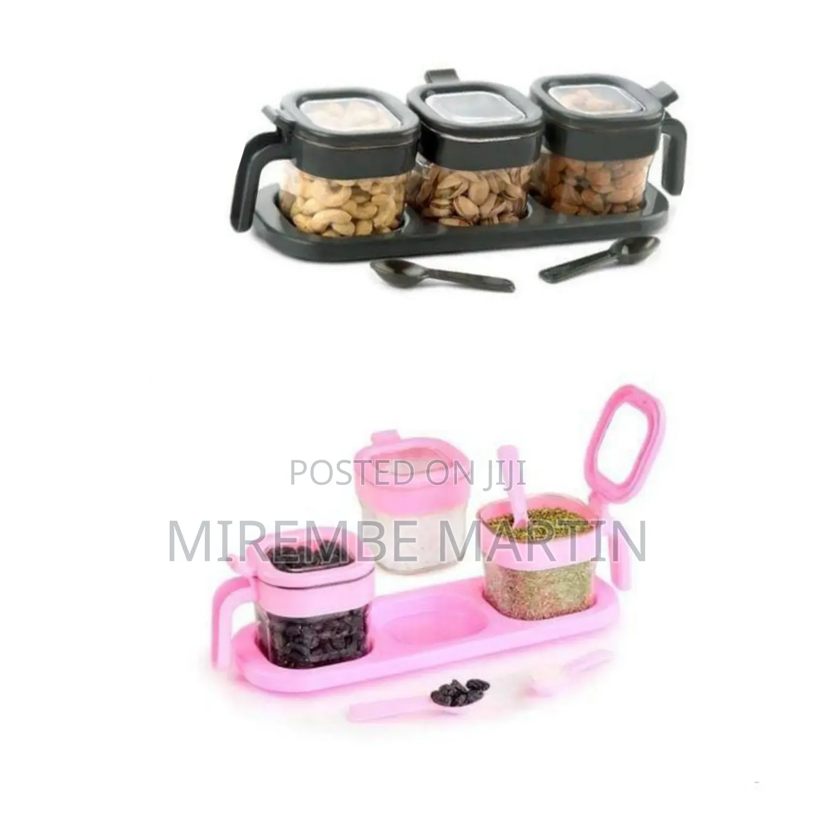 Elegant 3-Piece Dry Food & Spice Storage Set With Serving Tray