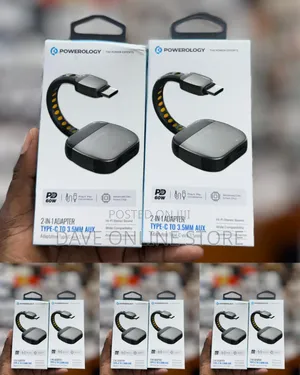 Powerology 2-in-1 Type-C to 3.5mm AUX Adapter