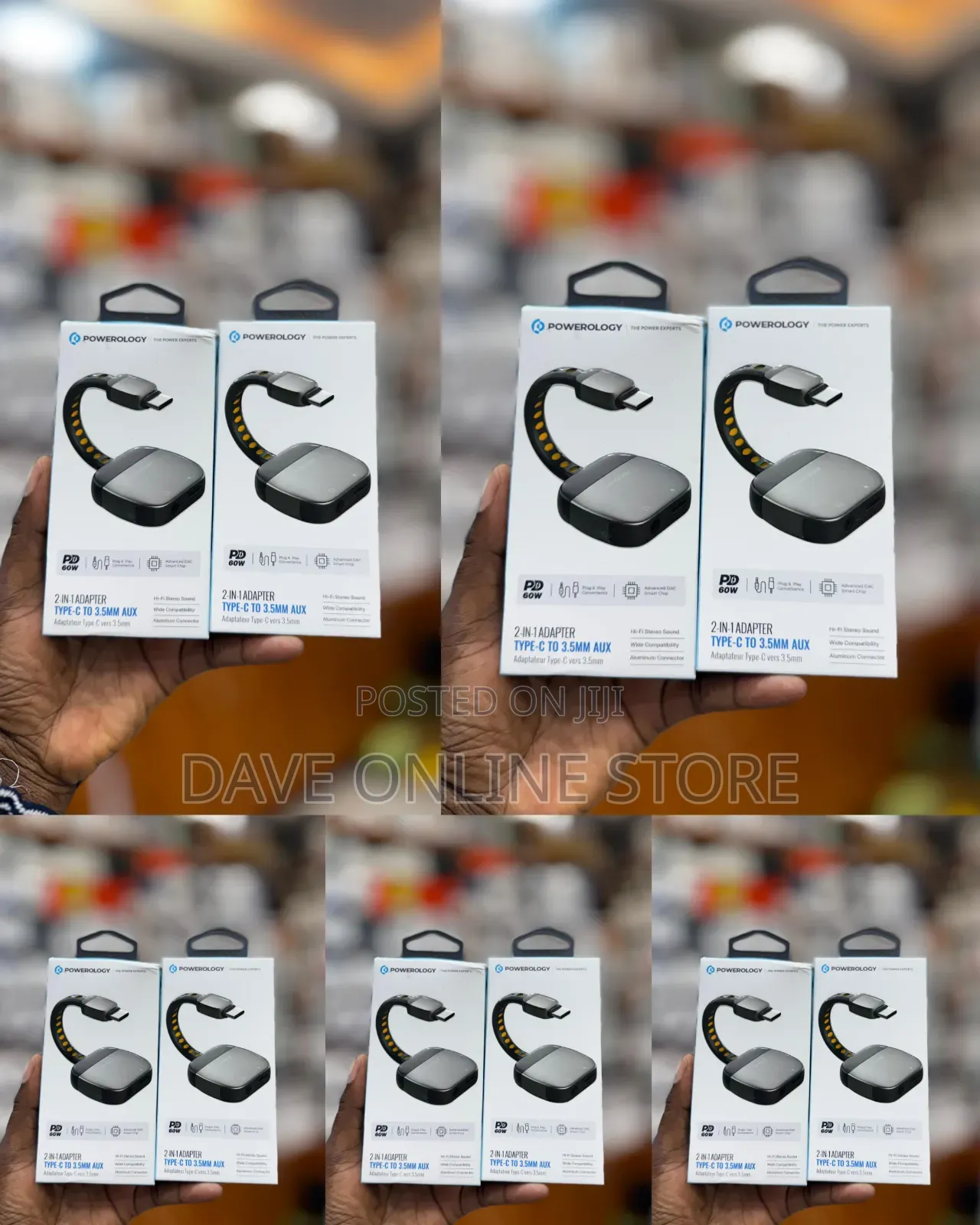 Powerology 2-in-1 Type-C to 3.5mm AUX Adapter