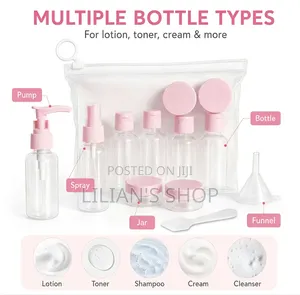 9pcs Piece Clear Travel Empty Bottle Set Travel Set