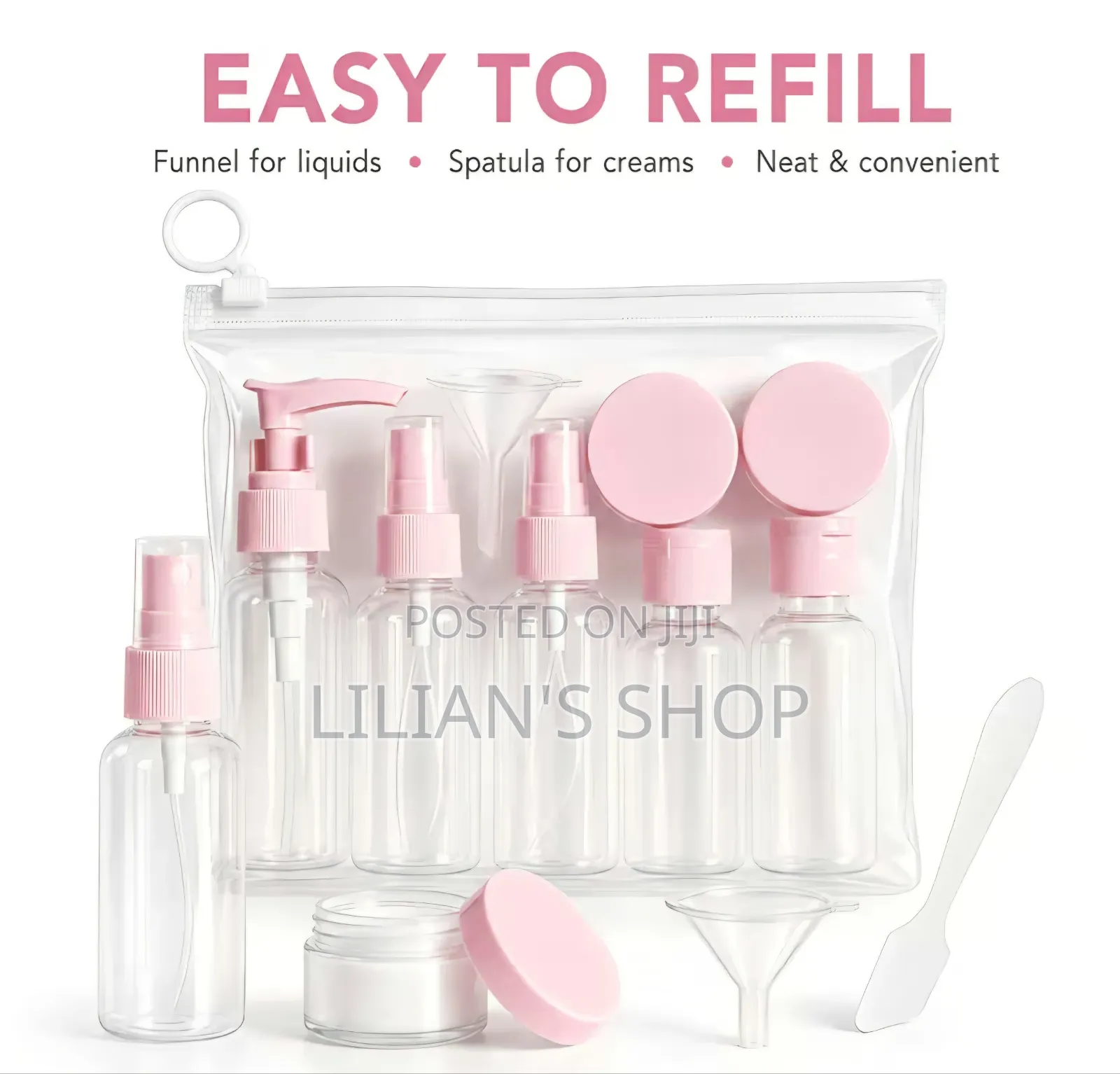 9pcs Piece Clear Travel Empty Bottle Set Travel Set