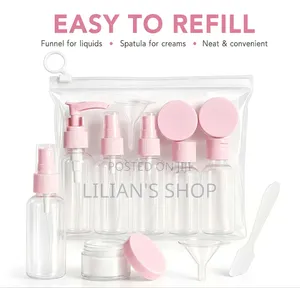 9pcs Piece Clear Travel Empty Bottle Set Travel Set
