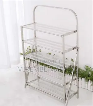 Modern 4-Tier Stainless Steel & Clear Acrylic Display Shelf