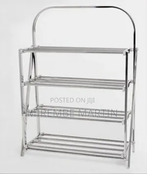 Modern 4-Tier Stainless Steel & Clear Acrylic Display Shelf