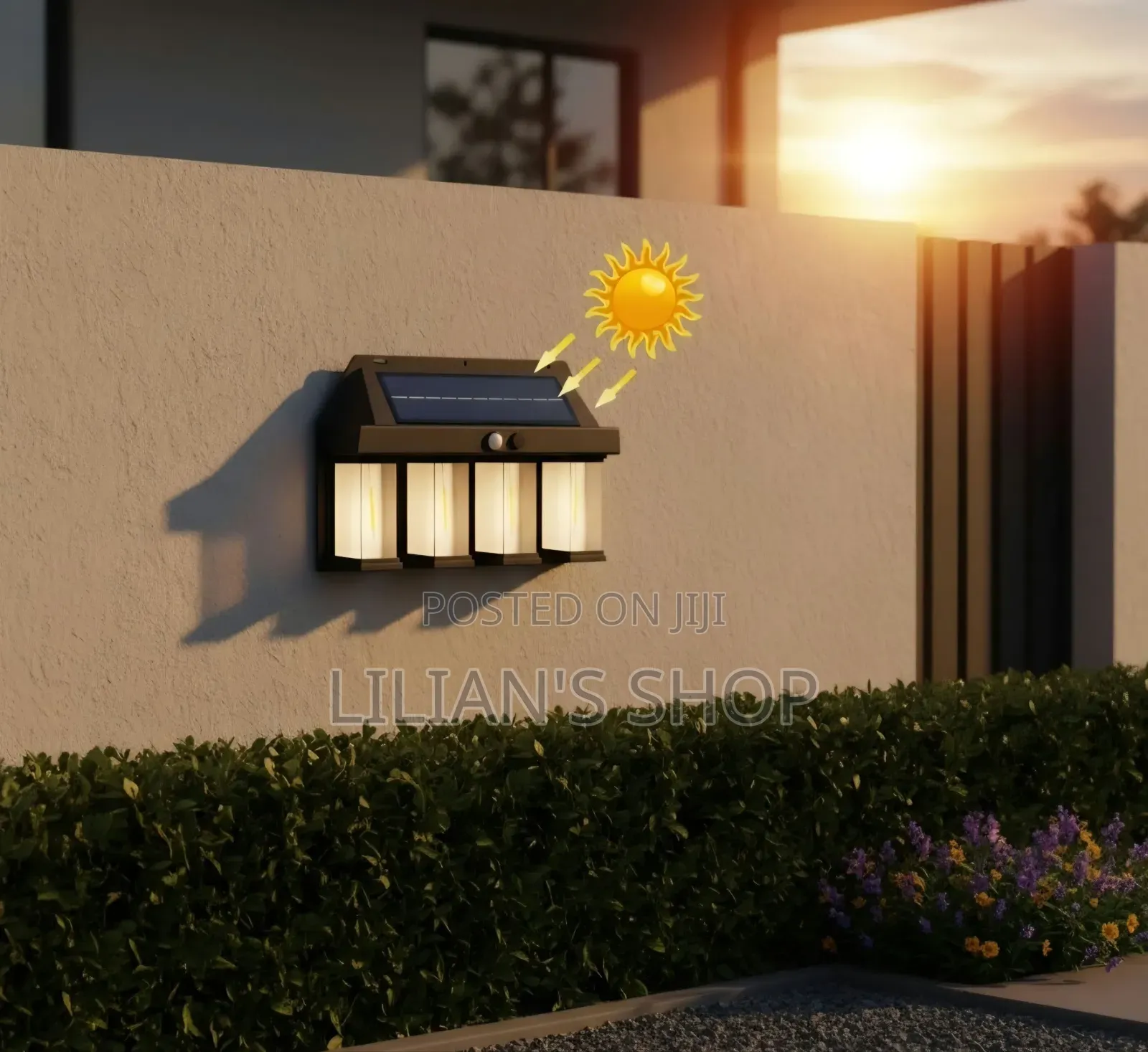 4-Bulb Solar-Powered Outdoor Wall Light